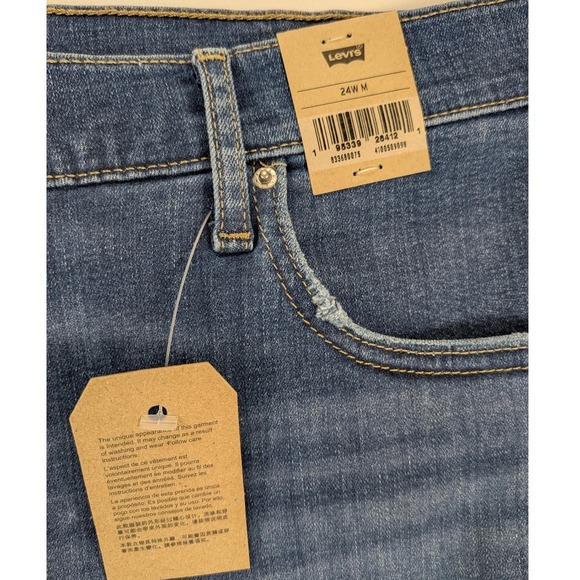 NWT Levi Strauss 721 Jeans Women 24 High Rise Skinny Distress Blue Denim Classic - Picture 4 of 12